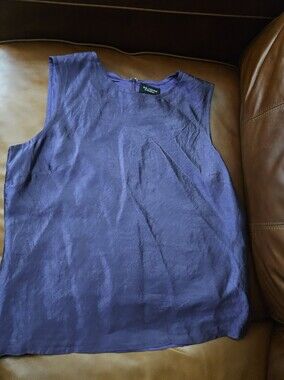 St. John Couture Purple Silk Wool Sleeveless Top Sz 14